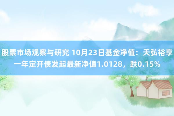 股票市场观察与研究 10月23日基金净值：天弘裕享一年定开债发起最新净值1.0128，跌0.15%