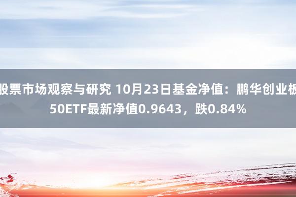 股票市场观察与研究 10月23日基金净值：鹏华创业板50ETF最新净值0.9643，跌0.84%