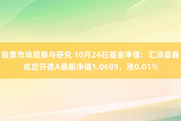 股票市场观察与研究 10月24日基金净值：汇添富鑫成定开债A最新净值1.0689，涨0.01%