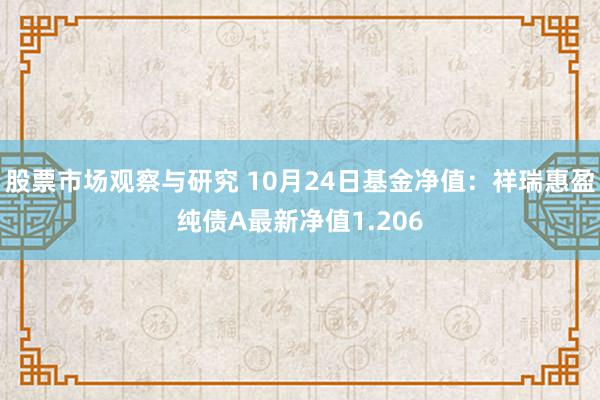 股票市场观察与研究 10月24日基金净值：祥瑞惠盈纯债A最新净值1.206