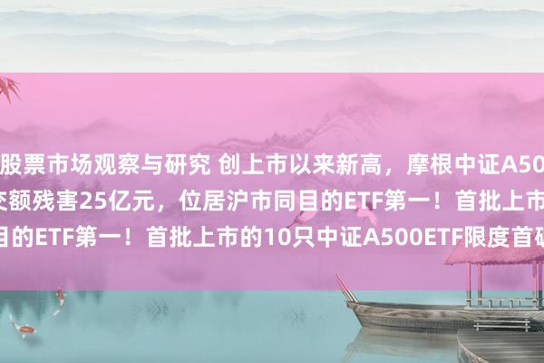 股票市场观察与研究 创上市以来新高，摩根中证A500ETF(560530)成交额残害25亿元，位居沪市同目的ETF第一！首批上市的10只中证A500ETF限度首破千亿