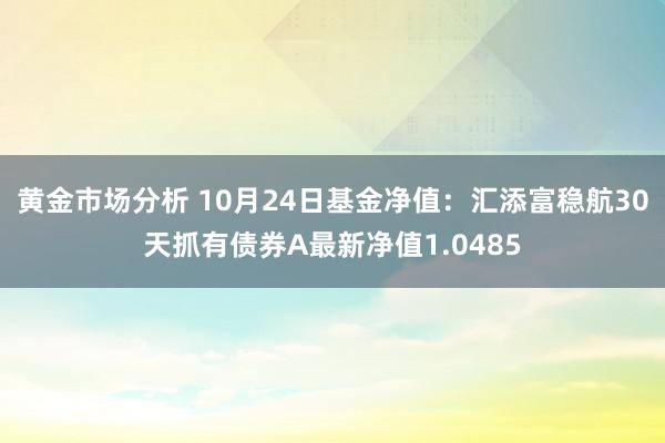 黄金市场分析 10月24日基金净值：汇添富稳航30天抓有债券A最新净值1.0485