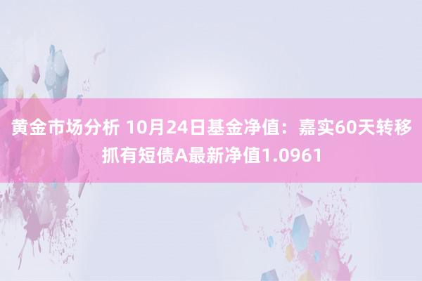 黄金市场分析 10月24日基金净值：嘉实60天转移抓有短债A最新净值1.0961