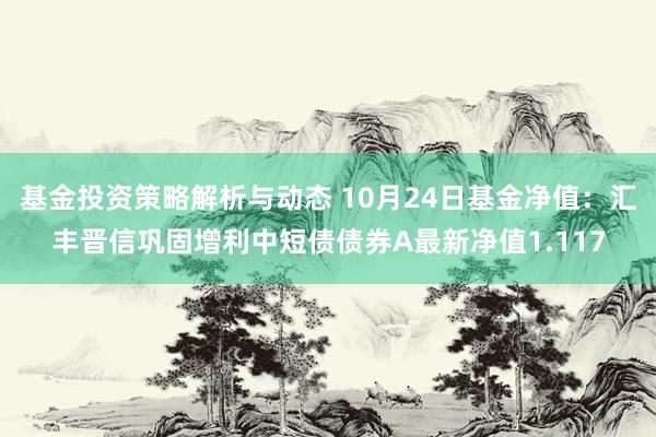 基金投资策略解析与动态 10月24日基金净值：汇丰晋信巩固增利中短债债券A最新净值1.117