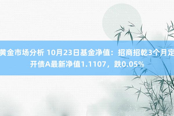 黄金市场分析 10月23日基金净值：招商招乾3个月定开债A最新净值1.1107，跌0.05%