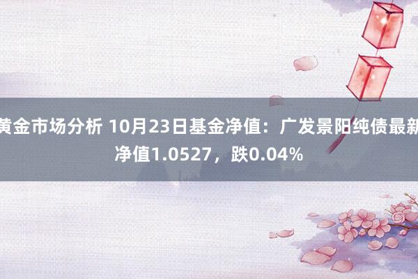 黄金市场分析 10月23日基金净值：广发景阳纯债最新净值1.0527，跌0.04%