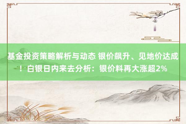 基金投资策略解析与动态 银价飙升、见地价达成！白银日内来去分析：银价料再大涨超2%