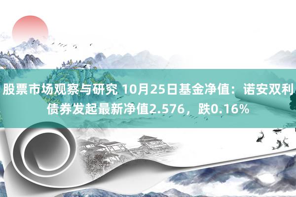 股票市场观察与研究 10月25日基金净值：诺安双利债券发起最新净值2.576，跌0.16%