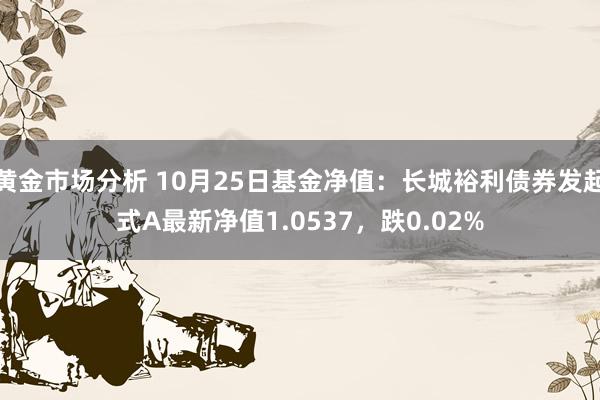 黄金市场分析 10月25日基金净值：长城裕利债券发起式A最新净值1.0537，跌0.02%