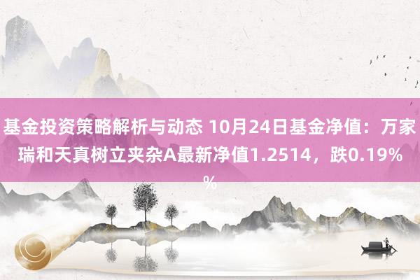 基金投资策略解析与动态 10月24日基金净值：万家瑞和天真树立夹杂A最新净值1.2514，跌0.19%