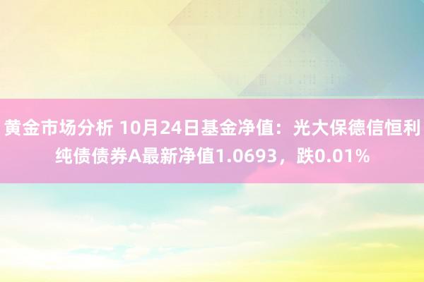 黄金市场分析 10月24日基金净值：光大保德信恒利纯债债券A最新净值1.0693，跌0.01%