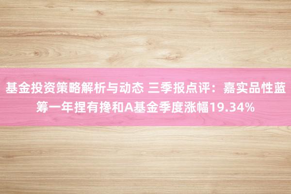 基金投资策略解析与动态 三季报点评：嘉实品性蓝筹一年捏有搀和A基金季度涨幅19.34%