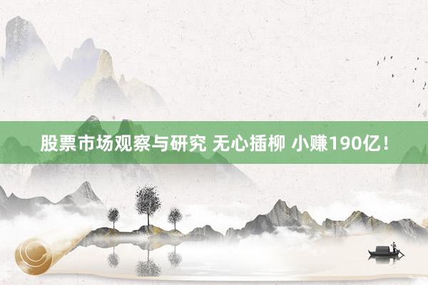 股票市场观察与研究 无心插柳 小赚190亿！