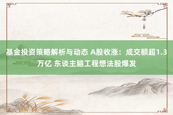 基金投资策略解析与动态 A股收涨：成交额超1.3万亿 东谈主脑工程想法股爆发