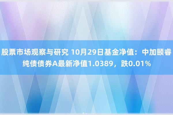 股票市场观察与研究 10月29日基金净值：中加颐睿纯债债券A最新净值1.0389，跌0.01%