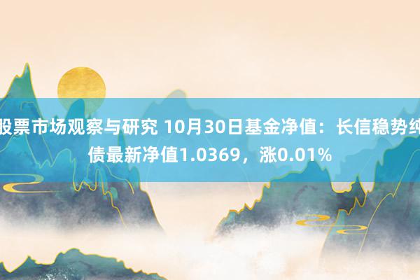 股票市场观察与研究 10月30日基金净值：长信稳势纯债最新净值1.0369，涨0.01%