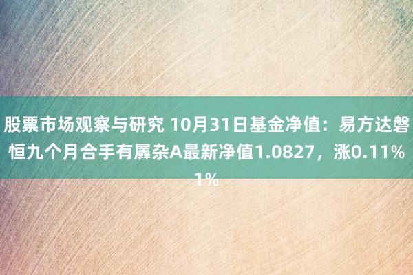 股票市场观察与研究 10月31日基金净值：易方达磐恒九个月合手有羼杂A最新净值1.0827，涨0.11%