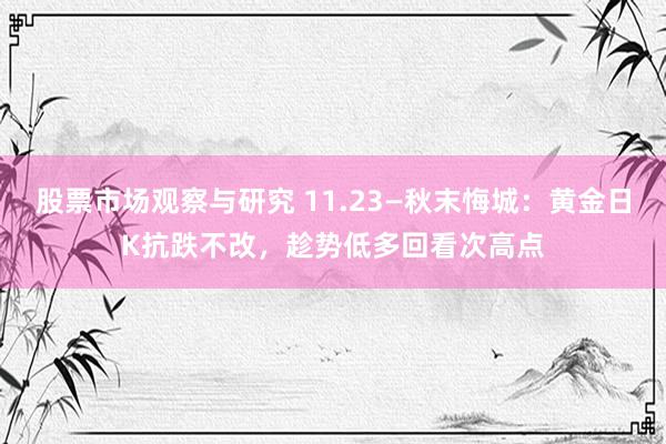 股票市场观察与研究 11.23—秋末悔城：黄金日K抗跌不改，趁势低多回看次高点