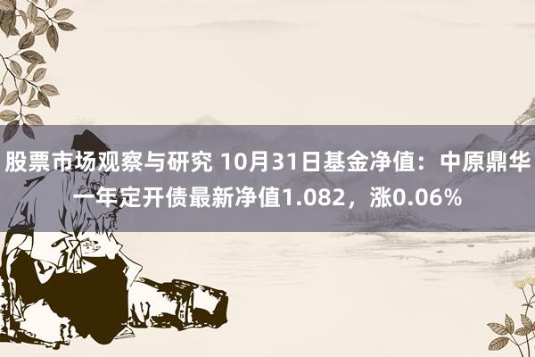 股票市场观察与研究 10月31日基金净值：中原鼎华一年定开债最新净值1.082，涨0.06%