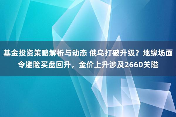 基金投资策略解析与动态 俄乌打破升级？地缘场面令避险买盘回升，金价上升涉及2660关隘