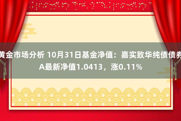 黄金市场分析 10月31日基金净值：嘉实致华纯债债券A最新净值1.0413，涨0.11%