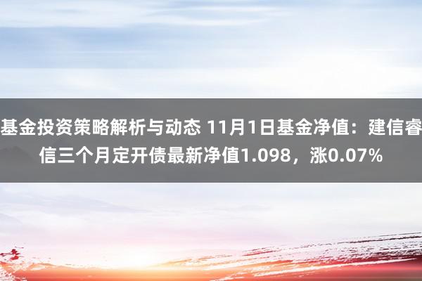 基金投资策略解析与动态 11月1日基金净值：建信睿信三个月定开债最新净值1.098，涨0.07%