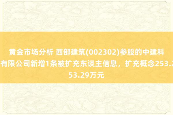 黄金市场分析 西部建筑(002302)参股的中建科技绵阳有限公司新增1条被扩充东谈主信息，扩充概念253.29万元