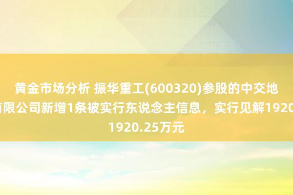 黄金市场分析 振华重工(600320)参股的中交地产宜兴有限公司新增1条被实行东说念主信息，实行见解1920.25万元