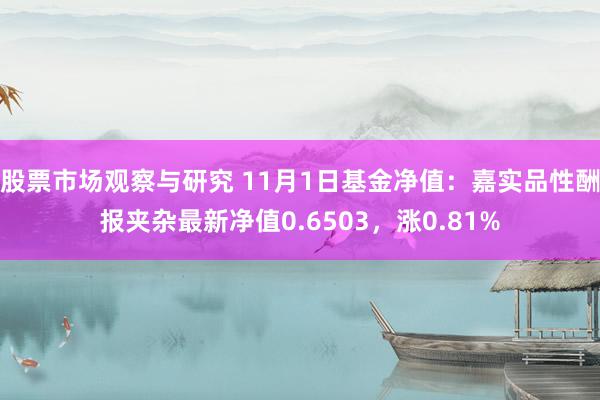 股票市场观察与研究 11月1日基金净值：嘉实品性酬报夹杂最新净值0.6503，涨0.81%