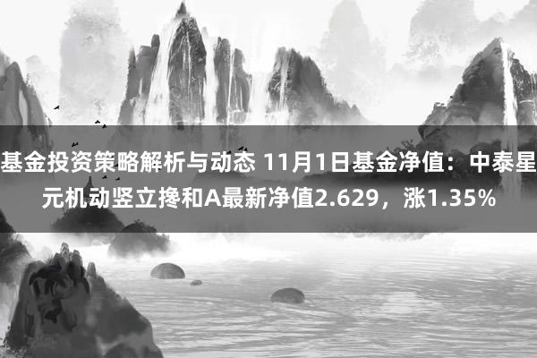 基金投资策略解析与动态 11月1日基金净值：中泰星元机动竖立搀和A最新净值2.629，涨1.35%