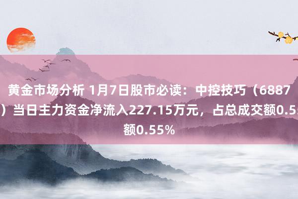 黄金市场分析 1月7日股市必读：中控技巧（688777）当日主力资金净流入227.15万元，占总成交额0.55%