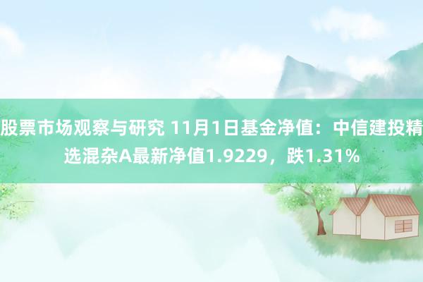 股票市场观察与研究 11月1日基金净值：中信建投精选混杂A最新净值1.9229，跌1.31%