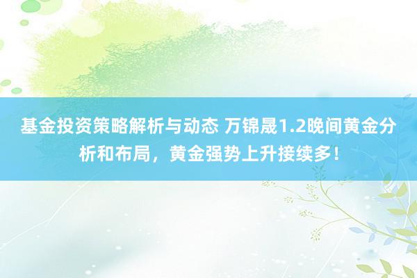 基金投资策略解析与动态 万锦晟1.2晚间黄金分析和布局，黄金强势上升接续多！