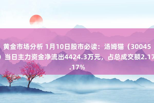 黄金市场分析 1月10日股市必读：汤姆猫（300459）当日主力资金净流出4424.3万元，占总成交额2.17%