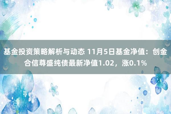 基金投资策略解析与动态 11月5日基金净值：创金合信尊盛纯债最新净值1.02，涨0.1%