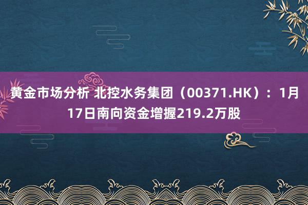 黄金市场分析 北控水务集团（00371.HK）：1月17日南向资金增握219.2万股