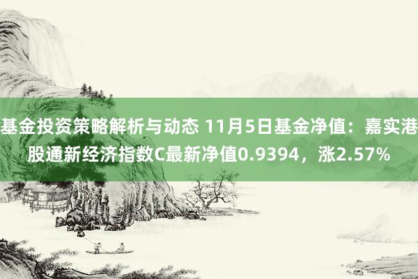 基金投资策略解析与动态 11月5日基金净值：嘉实港股通新经济指数C最新净值0.9394，涨2.57%