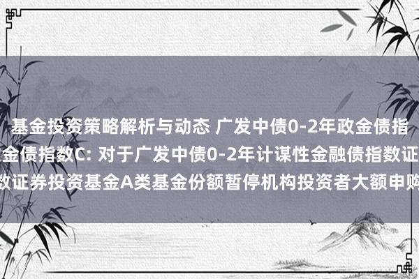 基金投资策略解析与动态 广发中债0-2年政金债指数A,广发中债0-2年政金债指数C: 对于广发中债0-2年计谋性金融债指数证券投资基金A类基金份额暂停机构投资者大额申购(含调度转入)业务的公告