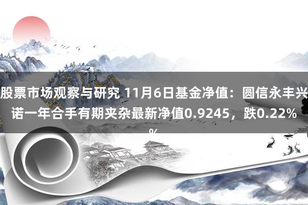 股票市场观察与研究 11月6日基金净值：圆信永丰兴诺一年合手有期夹杂最新净值0.9245，跌0.22%