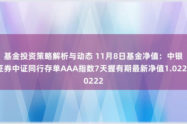 基金投资策略解析与动态 11月8日基金净值：中银证券中证同行存单AAA指数7天握有期最新净值1.0222