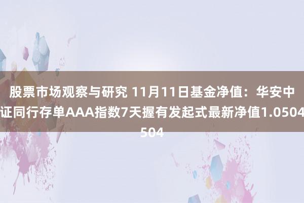 股票市场观察与研究 11月11日基金净值：华安中证同行存单AAA指数7天握有发起式最新净值1.0504