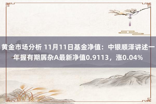 黄金市场分析 11月11日基金净值：中银顺泽讲述一年握有期羼杂A最新净值0.9113，涨0.04%