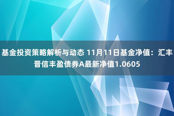 基金投资策略解析与动态 11月11日基金净值：汇丰晋信丰盈债券A最新净值1.0605