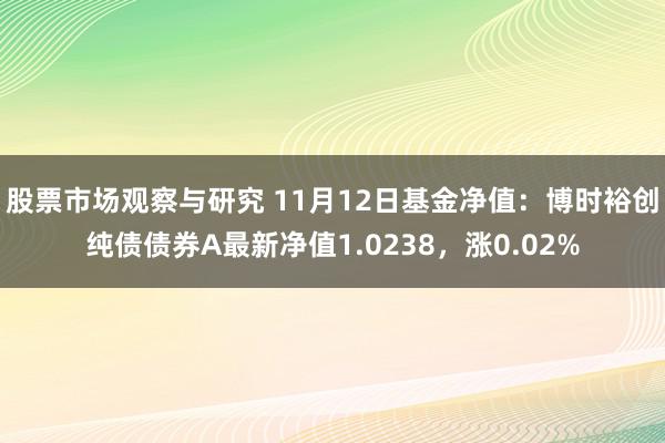 股票市场观察与研究 11月12日基金净值：博时裕创纯债债券A最新净值1.0238，涨0.02%