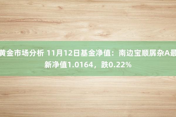 黄金市场分析 11月12日基金净值：南边宝顺羼杂A最新净值1.0164，跌0.22%