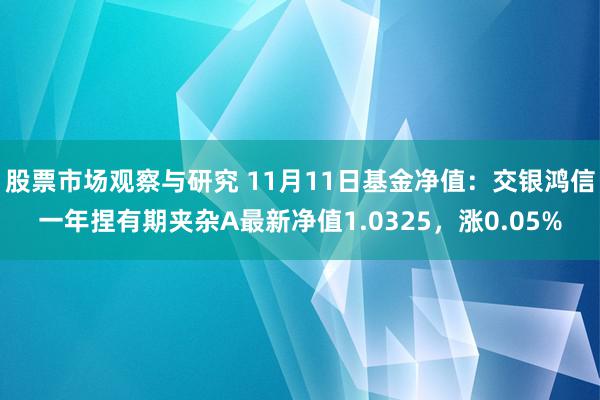 股票市场观察与研究 11月11日基金净值：交银鸿信一年捏有期夹杂A最新净值1.0325，涨0.05%