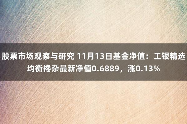 股票市场观察与研究 11月13日基金净值：工银精选均衡搀杂最新净值0.6889，涨0.13%