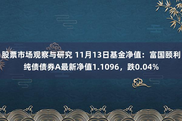 股票市场观察与研究 11月13日基金净值：富国颐利纯债债券A最新净值1.1096，跌0.04%