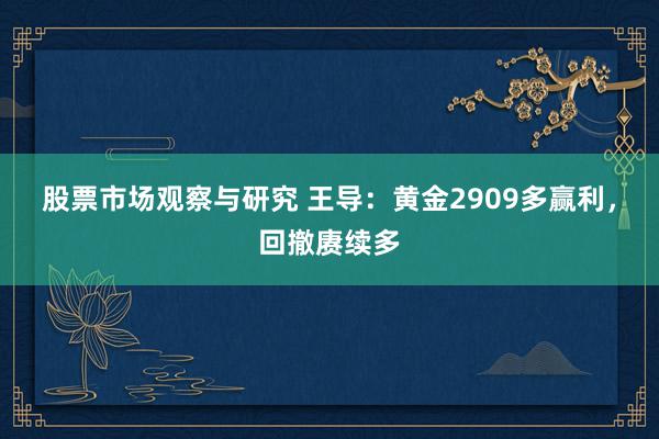 股票市场观察与研究 王导：黄金2909多赢利，回撤赓续多