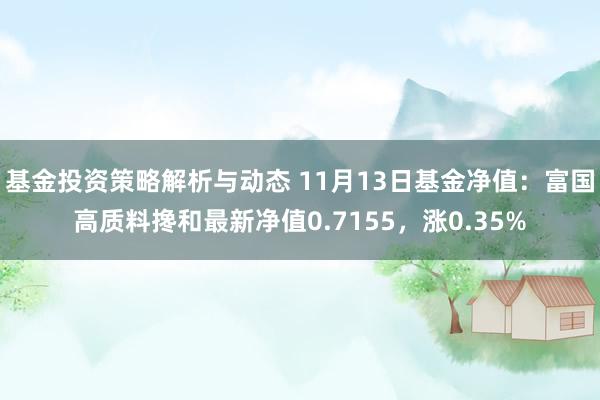 基金投资策略解析与动态 11月13日基金净值：富国高质料搀和最新净值0.7155，涨0.35%